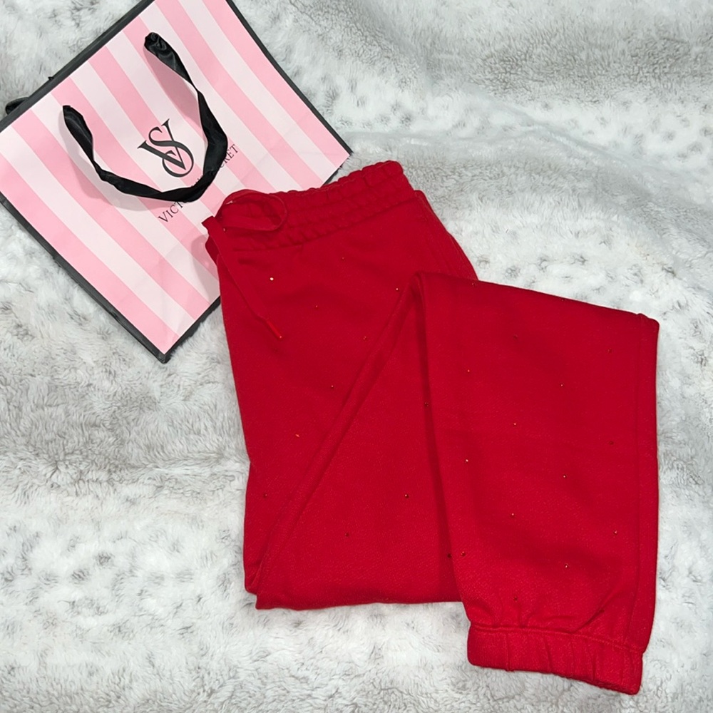 🆕 Victoria’s Secret cotton fleece gym pant pant RED Small